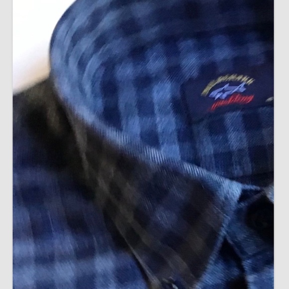 Paul & Shark 2 tone gray colour checkered cotton shirt Sz 40 made in Italy 🇮🇹 - Picture 5 of 11